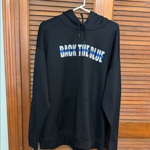 Gildan Black Hoodie with Blue Text